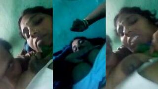 पति अपने बीवी के लबालब बूब्स चूसने के लिए टूट पड़ा